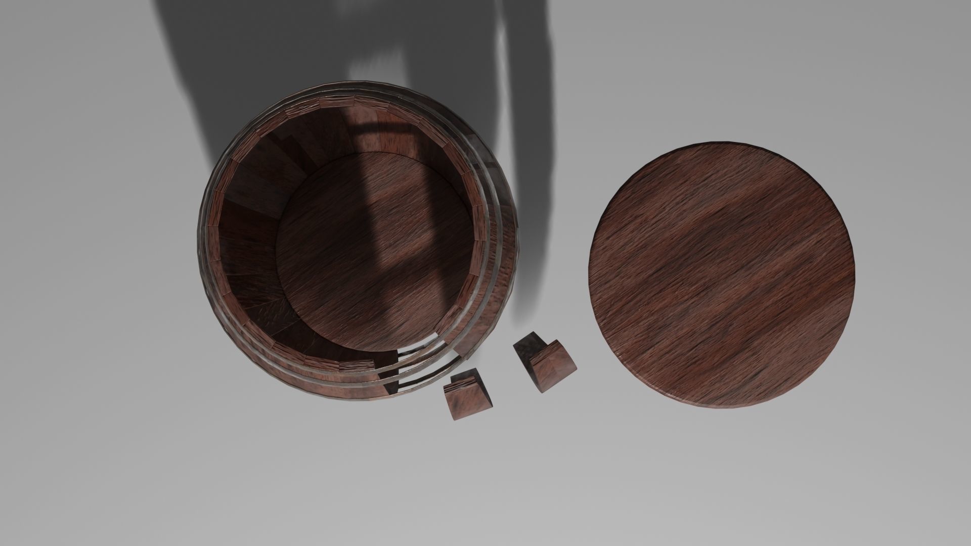 Wooden barrel with barrel hoop with 4k textures included 3D model_3