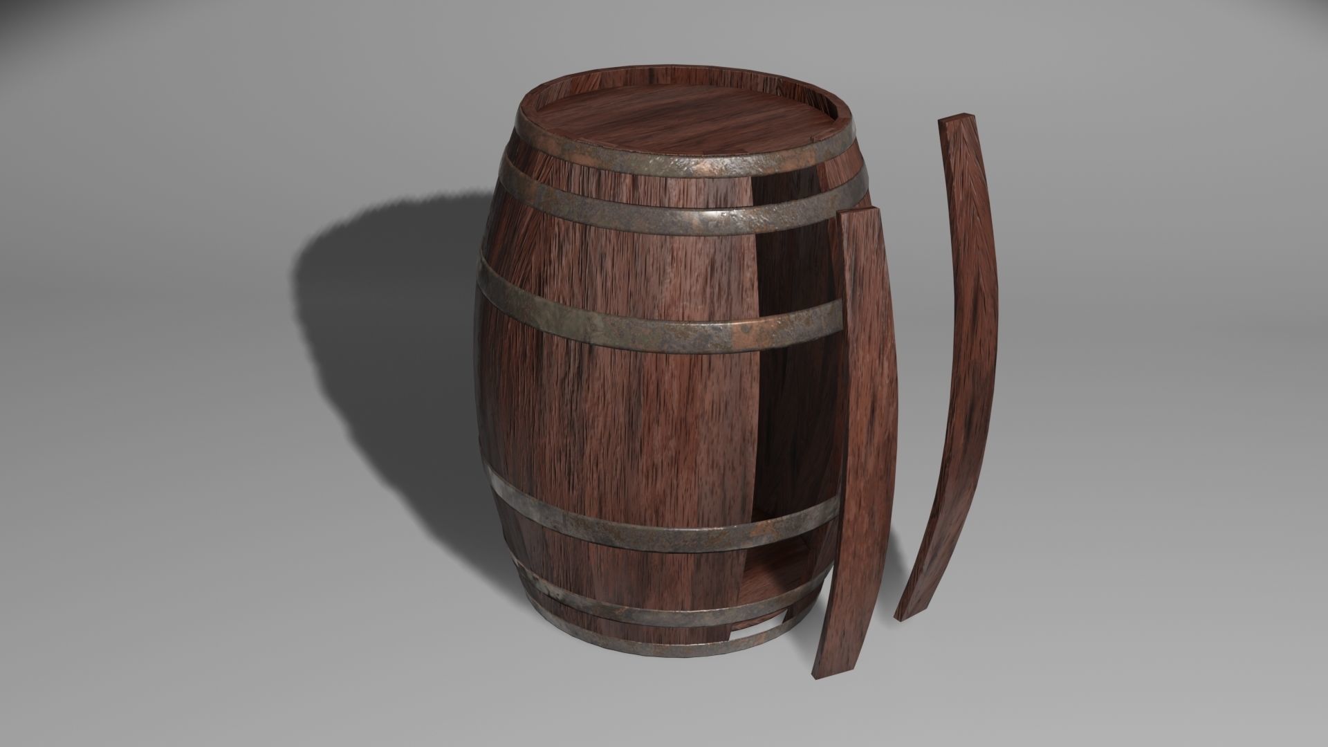 Wooden barrel with barrel hoop with 4k textures included 3D model_2