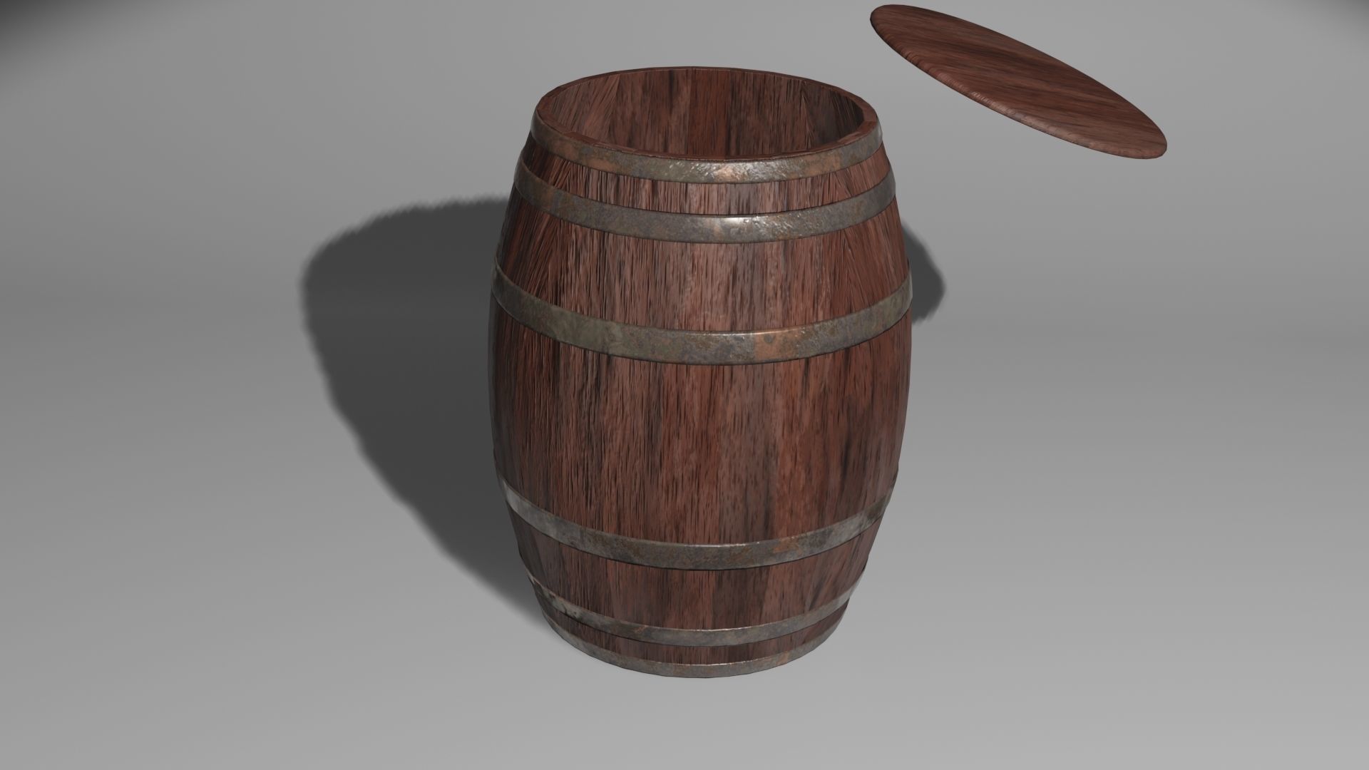 Wooden barrel with barrel hoop with 4k textures included 3D model_1