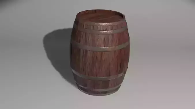 Wooden barrel with barrel hoop with 4k textures included