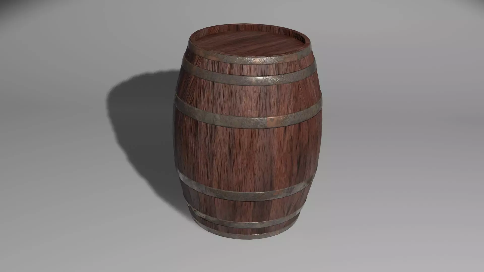 Wooden barrel with barrel hoop with 4k textures included 3D model_0