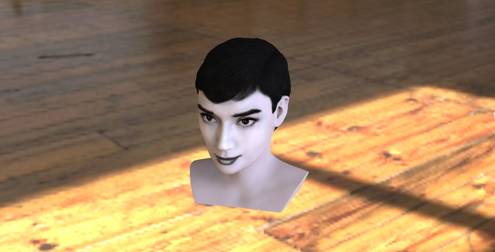 Audrey Hepburn black and white bust for full color 3D printing 3D print model_13