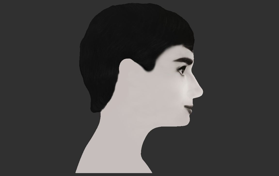 Audrey Hepburn black and white bust for full color 3D printing 3D print model_23