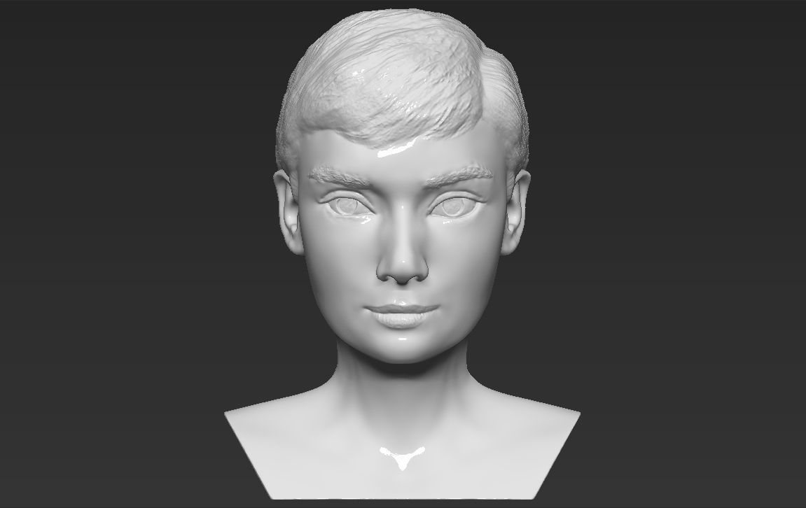 Audrey Hepburn black and white bust for full color 3D printing 3D print model_25