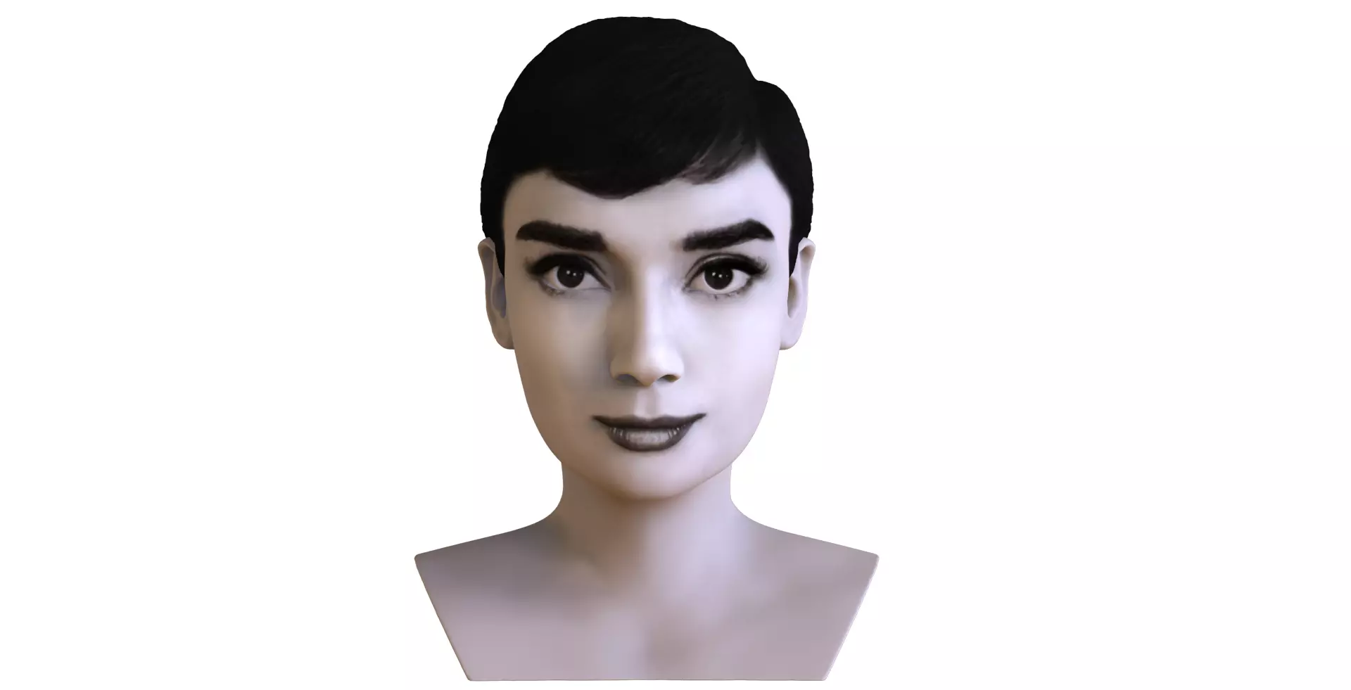 Audrey Hepburn black and white bust for full color 3D printing 3D print model_0