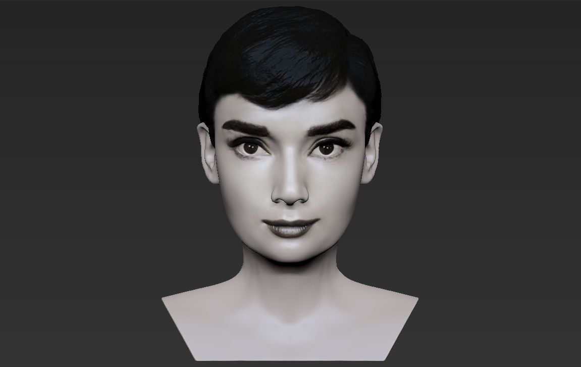 Audrey Hepburn black and white bust for full color 3D printing 3D print model_16