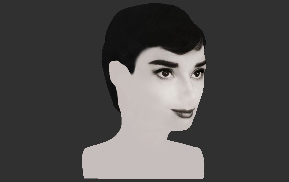 Audrey Hepburn black and white bust for full color 3D printing 3D print model_22