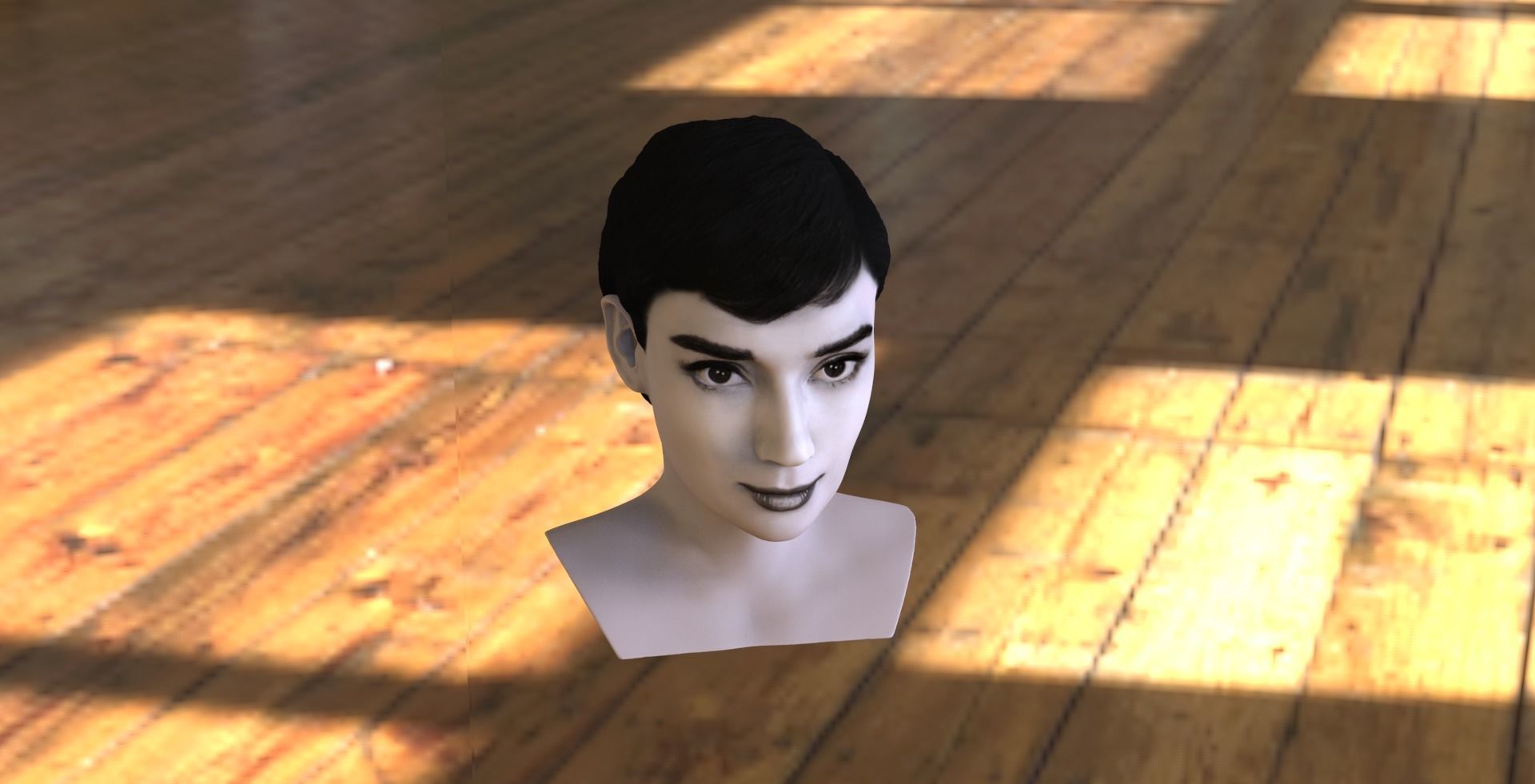 Audrey Hepburn black and white bust for full color 3D printing 3D print model_12