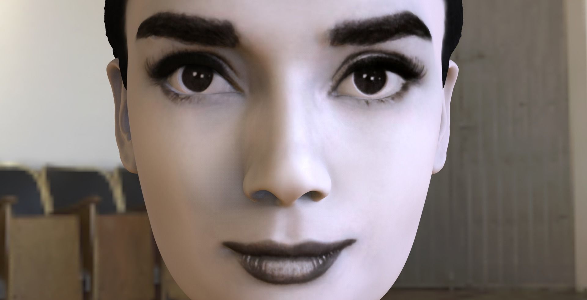 Audrey Hepburn black and white bust for full color 3D printing 3D print model_11