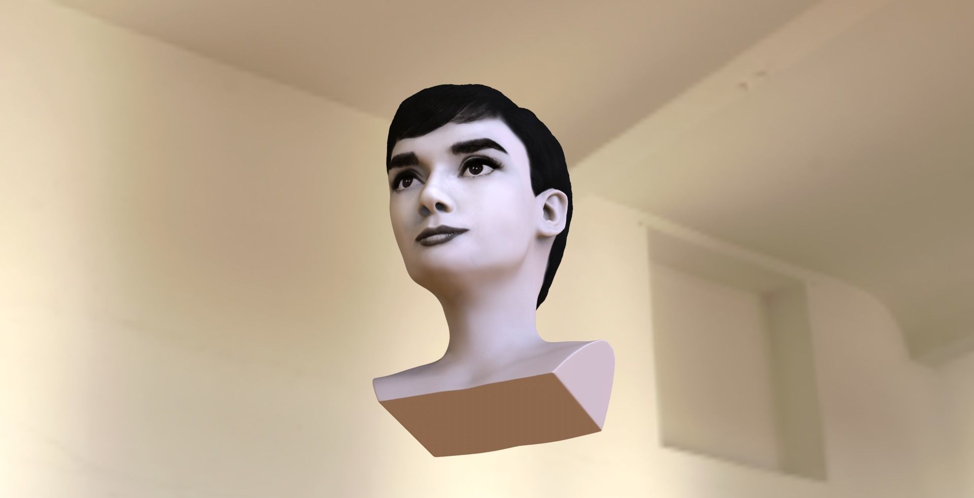 Audrey Hepburn black and white bust for full color 3D printing 3D print model_14