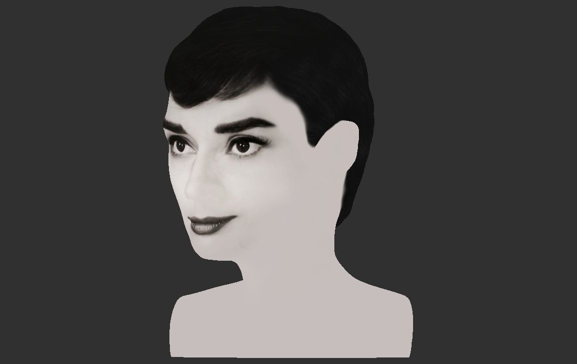 Audrey Hepburn black and white bust for full color 3D printing 3D print model_21