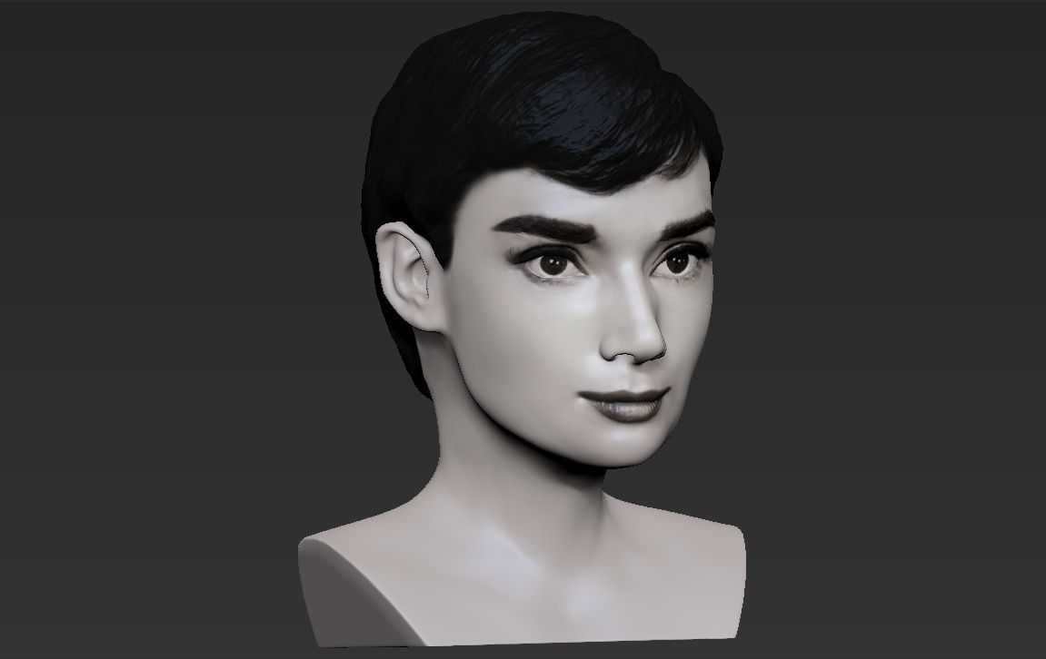 Audrey Hepburn black and white bust for full color 3D printing 3D print model_18