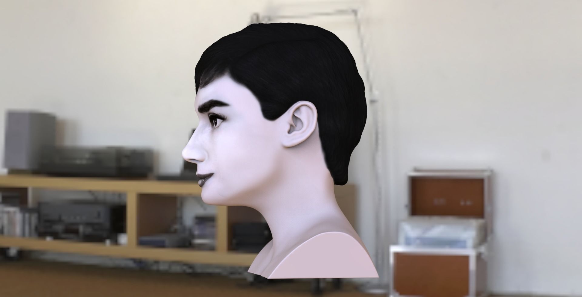Audrey Hepburn black and white bust for full color 3D printing 3D print model_3