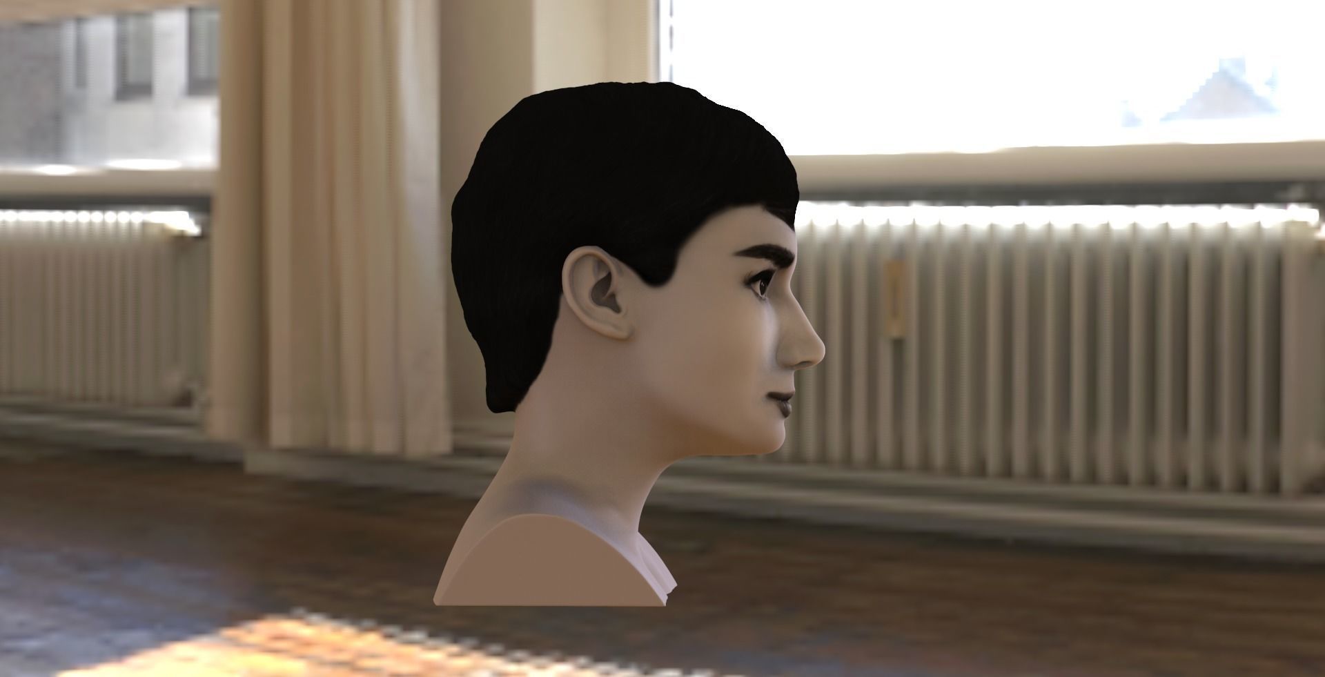 Audrey Hepburn black and white bust for full color 3D printing 3D print model_6