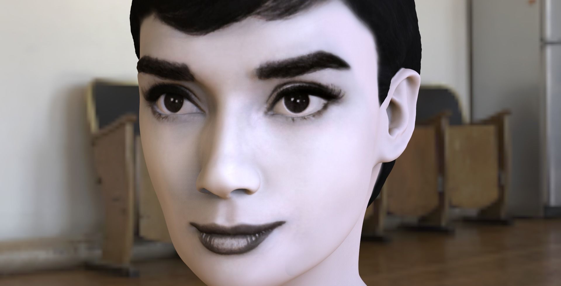 Audrey Hepburn black and white bust for full color 3D printing 3D print model_10