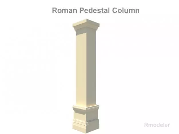 Square Column Pedestal 3D model_0