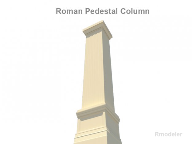 Square Column Pedestal 3D model_1