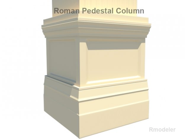 Square Column Pedestal 3D model_3