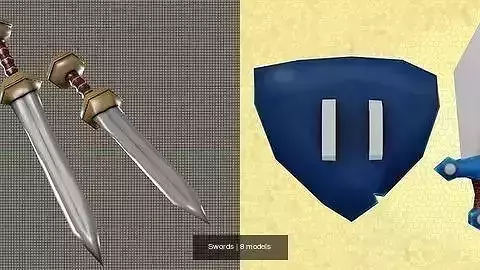 Swords sword with orange handle 3D Model Collection