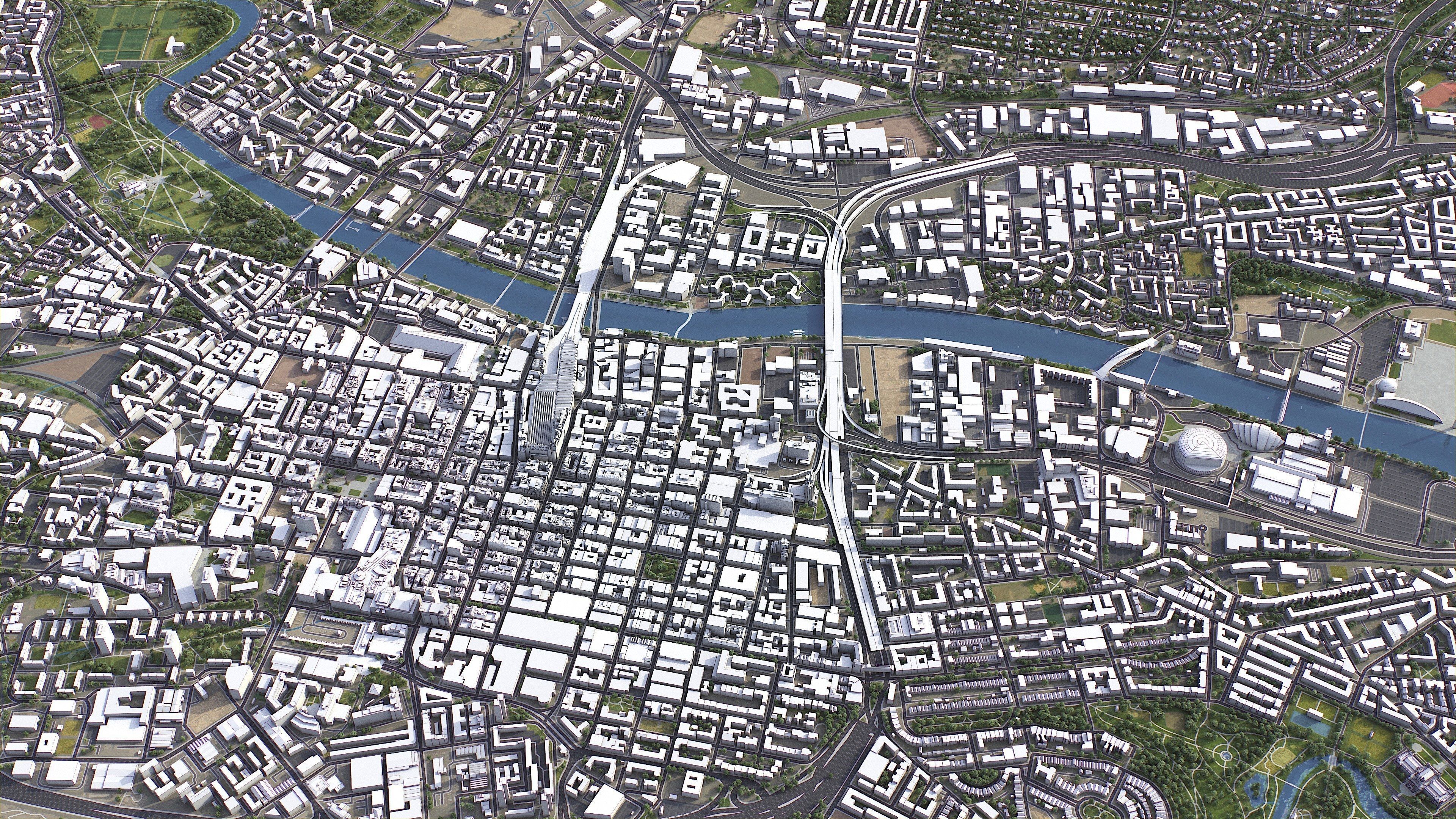Glasgow - 3D City Model Low-poly 3D model_4