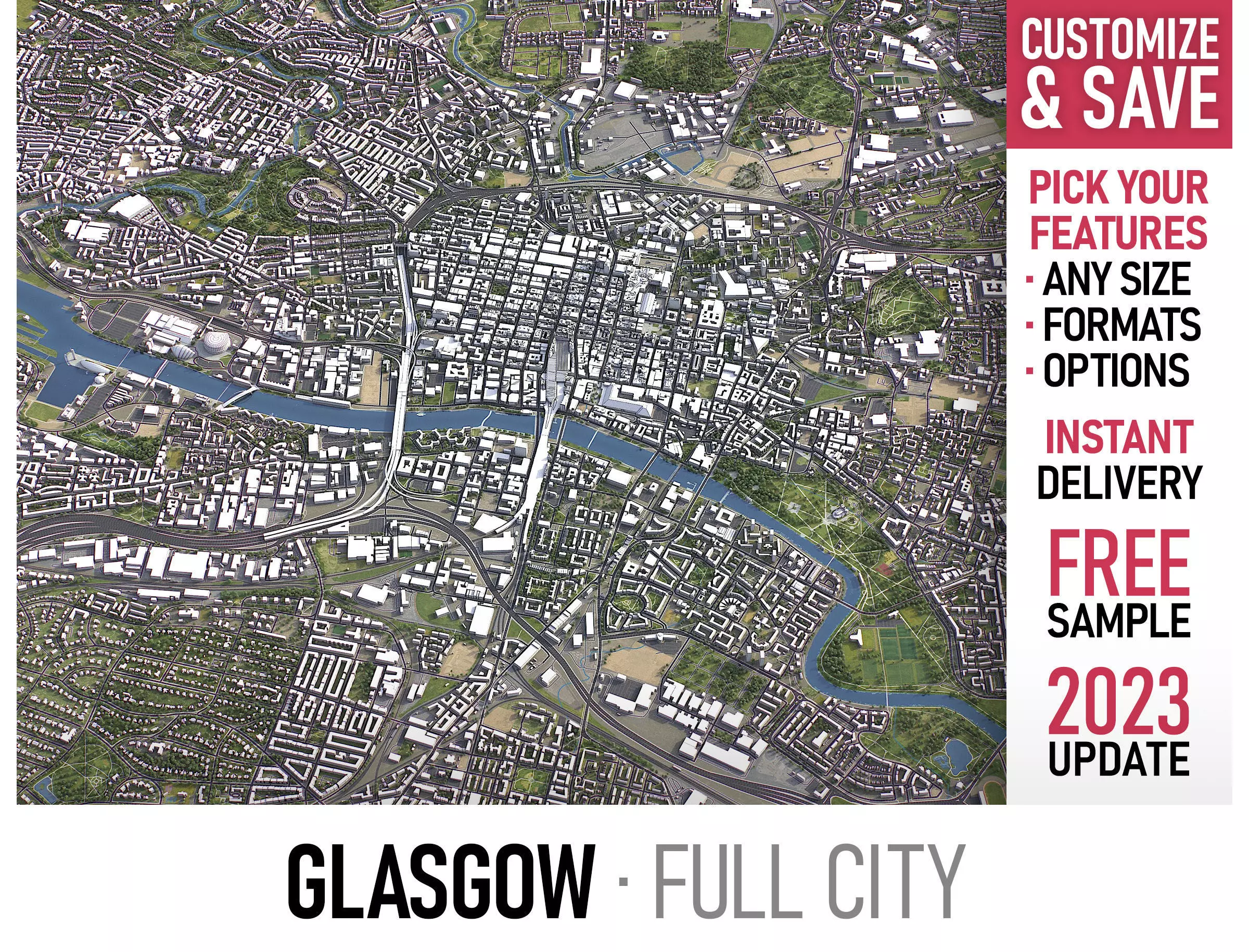 Glasgow - 3D City Model Low-poly 3D model_0