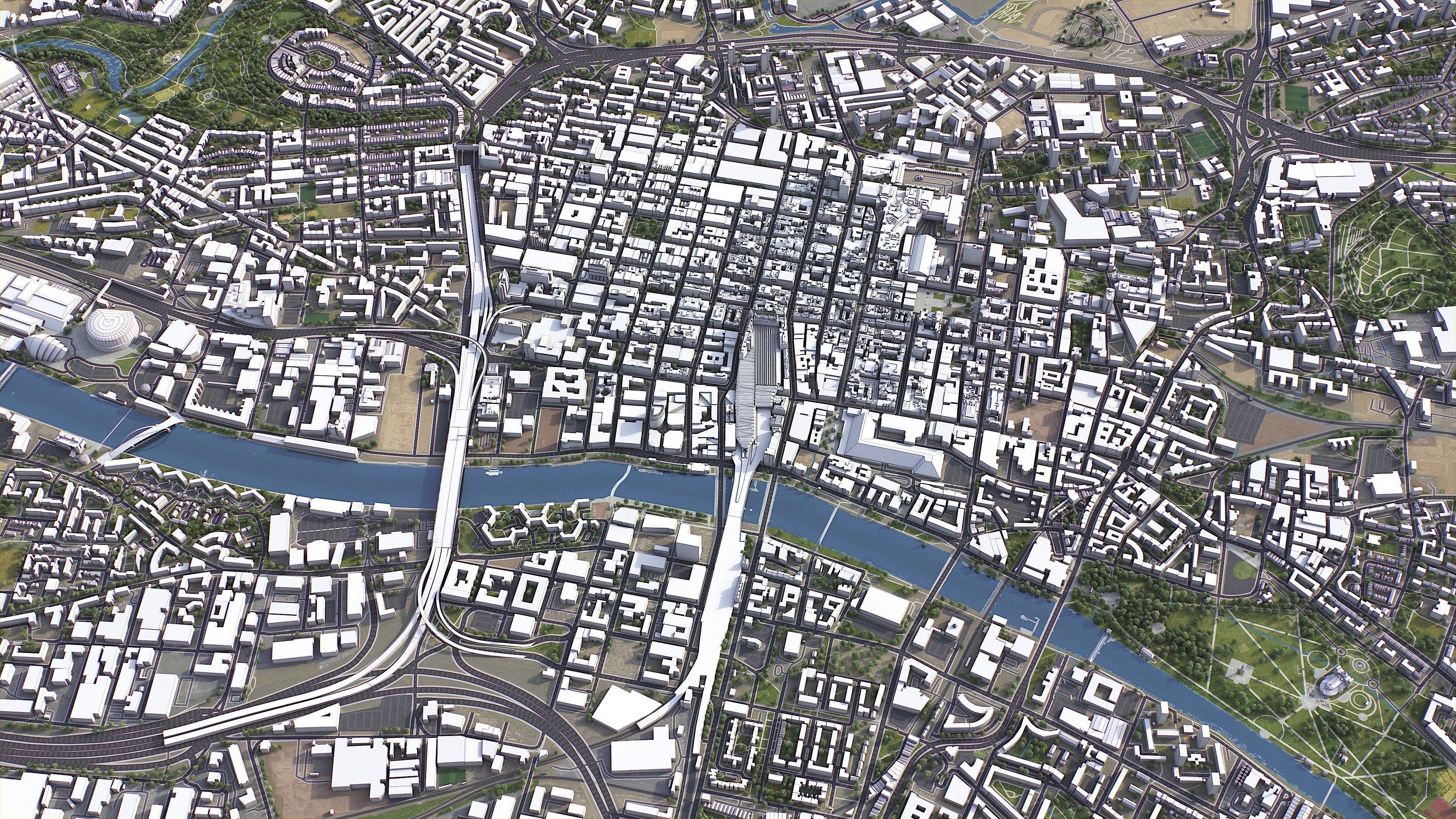 Glasgow - 3D City Model Low-poly 3D model_2