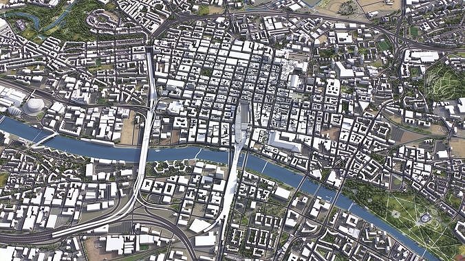 Glasgow - 3D City Model Low-poly 3D model 3