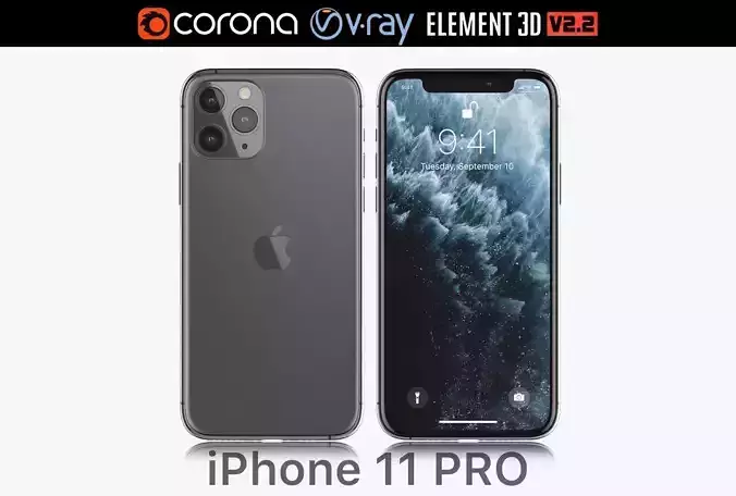 Apple iPhone 11 Pro Space Gray 2019 3D model