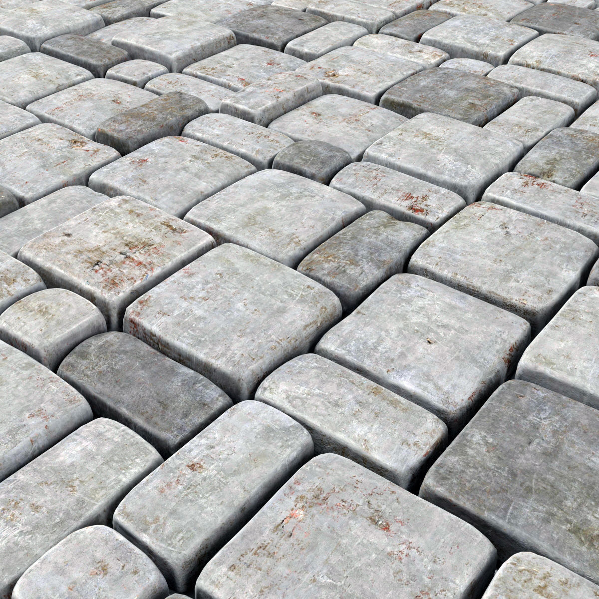 Paving stone old 3D model_1