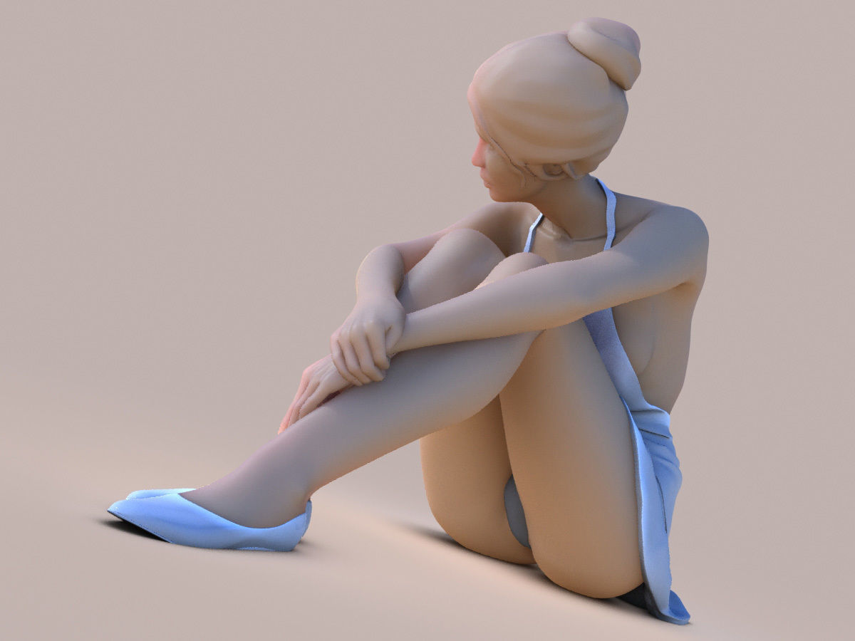 Lady sitting 3D print model_2