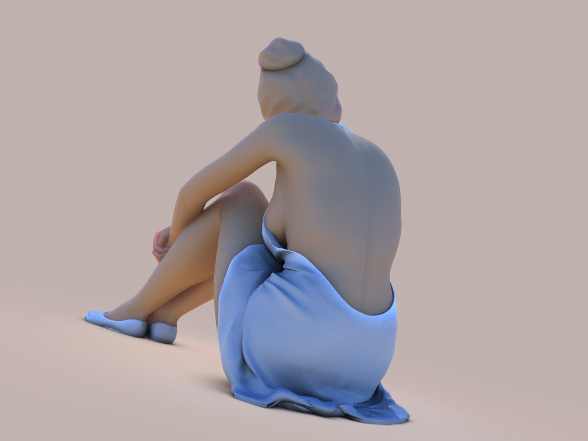 Lady sitting 3D print model_4