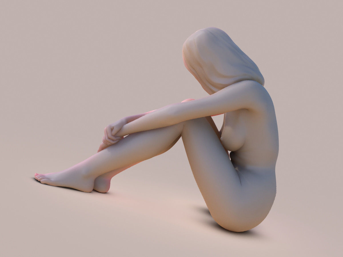 Lady sitting 3D print model_3