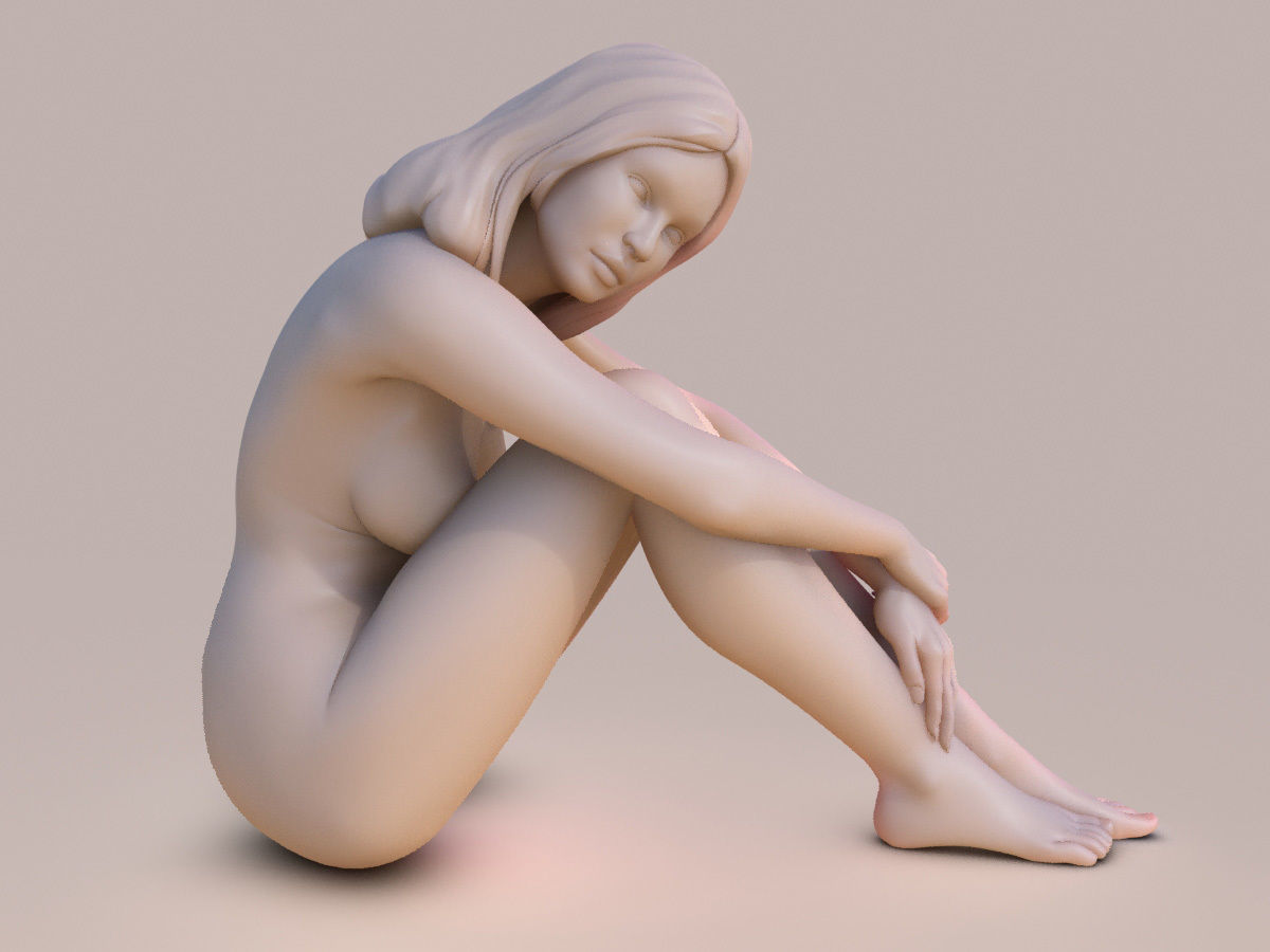 Lady sitting 3D print model_1
