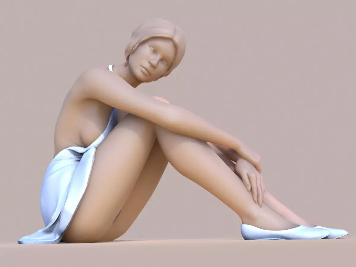 Lady sitting 3D print model_0