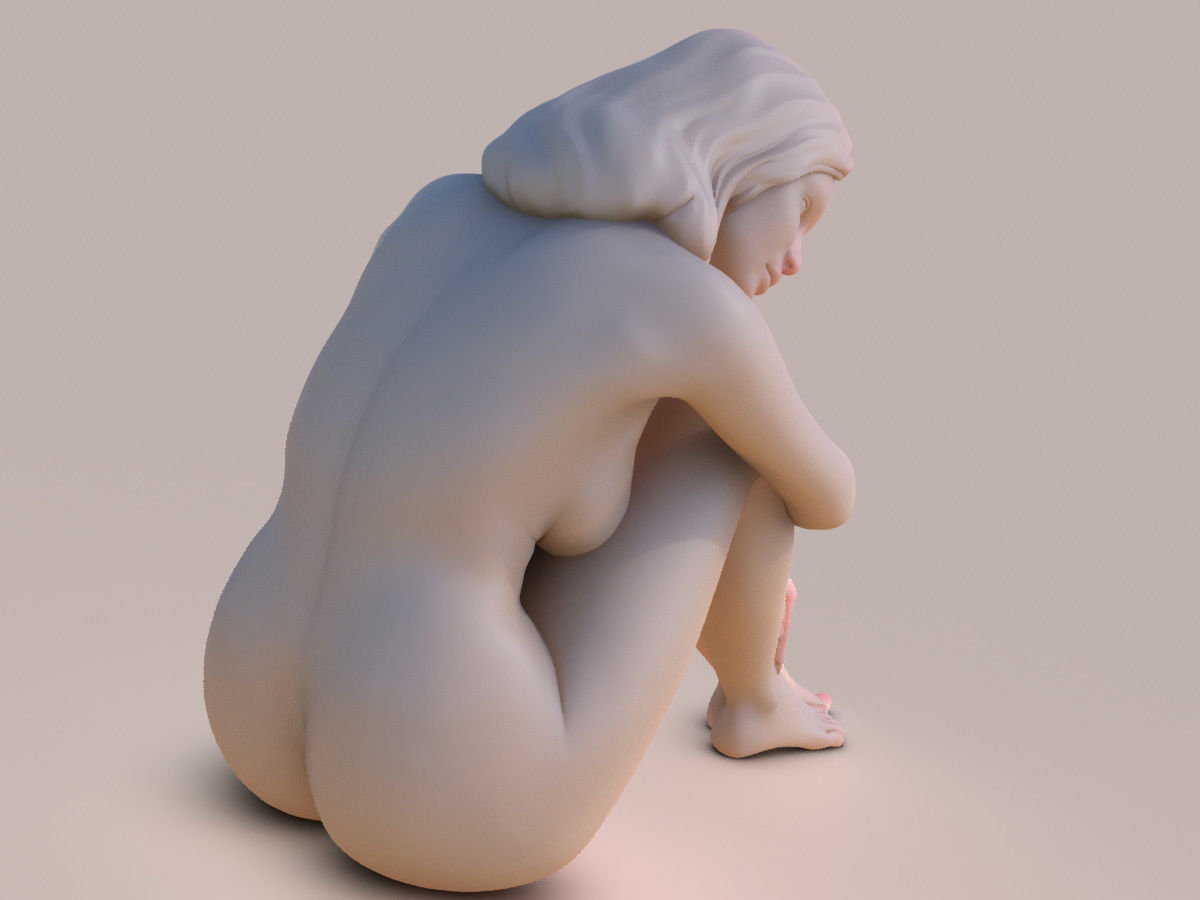 Lady sitting 3D print model_5