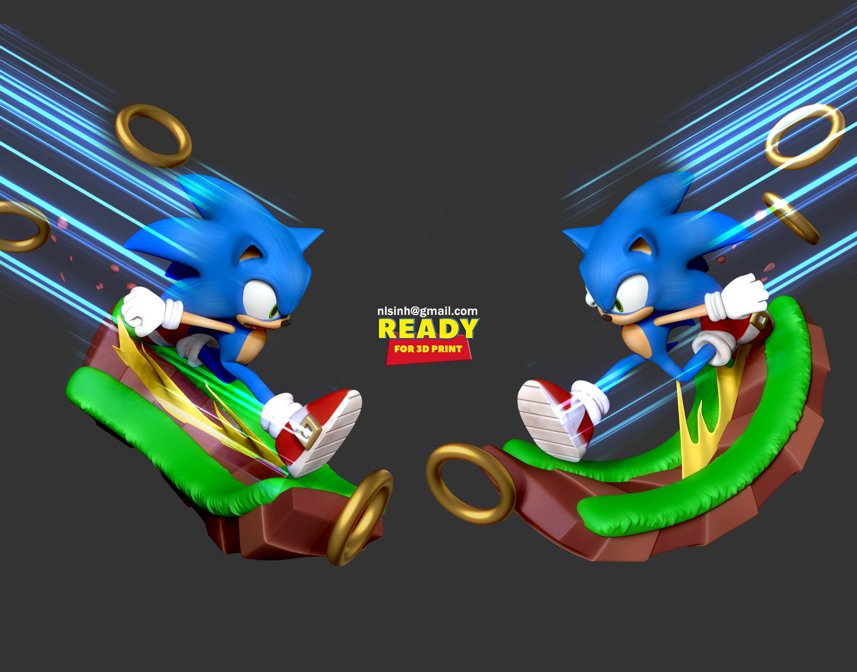 Sonic the Hedgehog - Lightning fast 3D print model_3