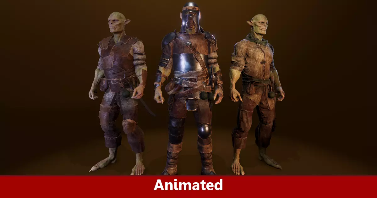 PBR Orc Game Characters Pack Low-poly 3D model_0