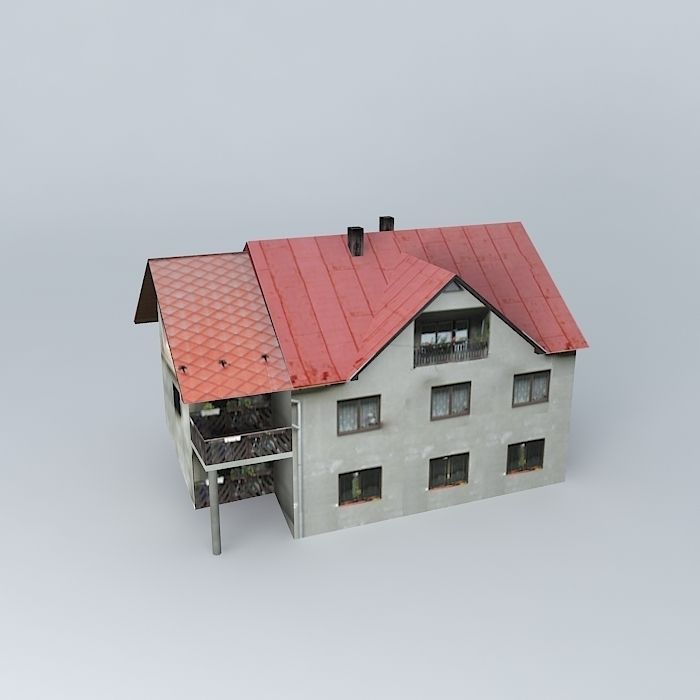 Dom house with roof Free 3D model_2