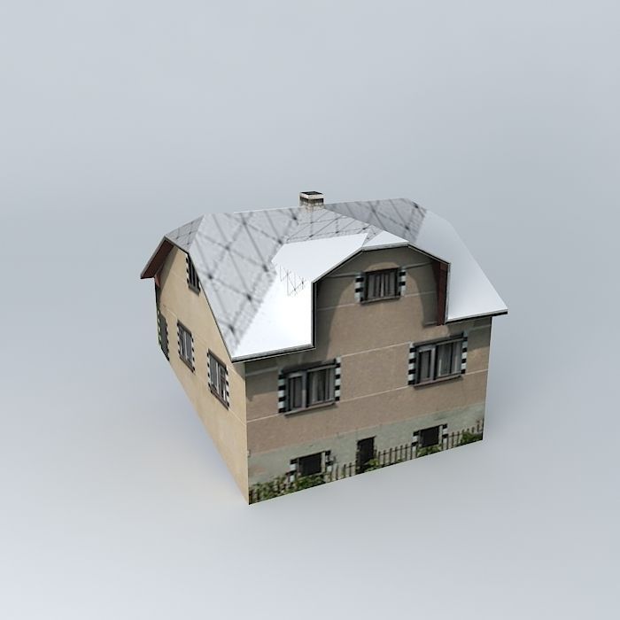 Dom house with snow on roof Free 3D model_2