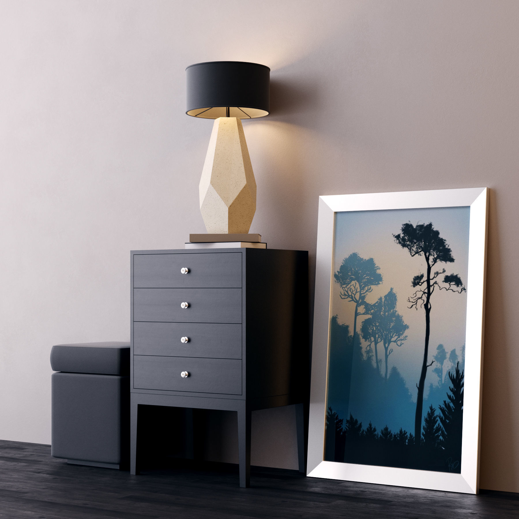 Console whith decor 4 3D model_4