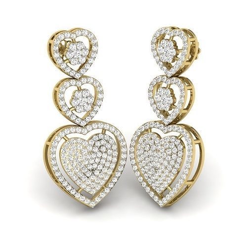 Women heart earrings 3dm detail 3D print model 3D print model