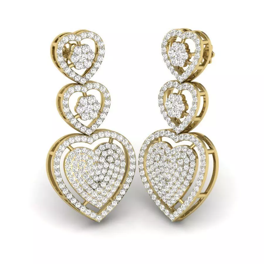 Women heart earrings 3dm detail 3D print model 3D print model