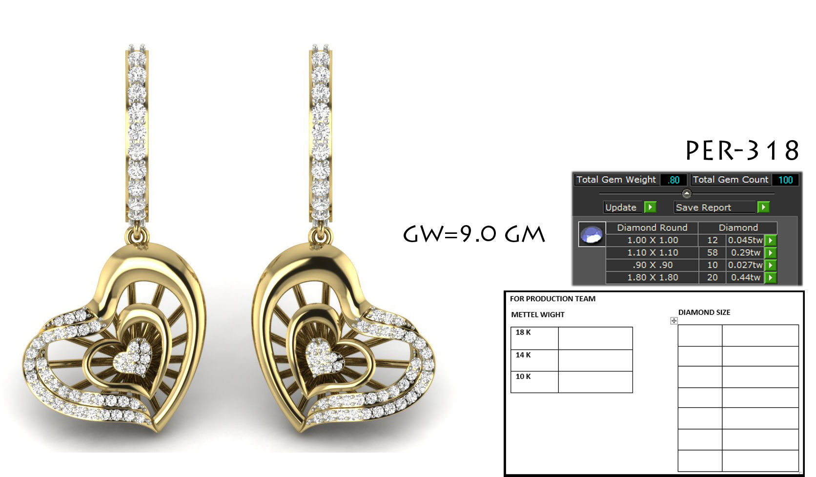 Women heart earrings 3dm detail 3D print model 3D print model_1