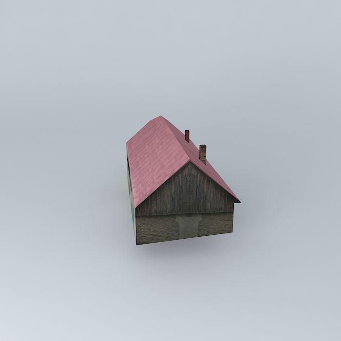 Dom wooden house with roof Free 3D model_1