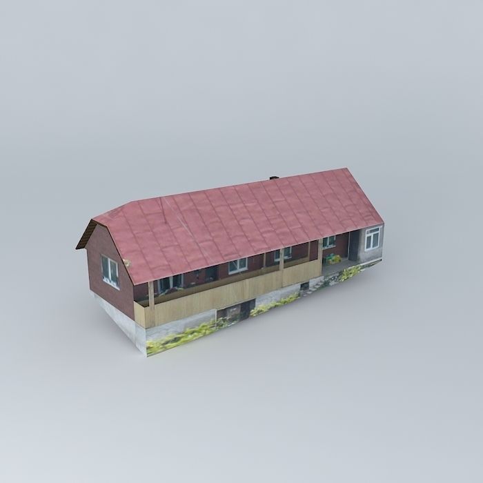 Dom wooden house with roof Free 3D model_2