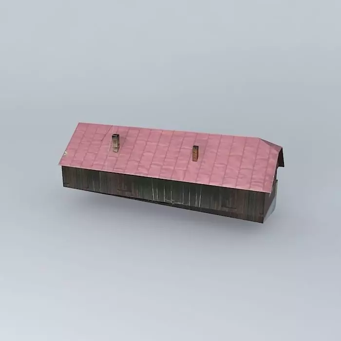 Dom wooden house with roof Free 3D model_0