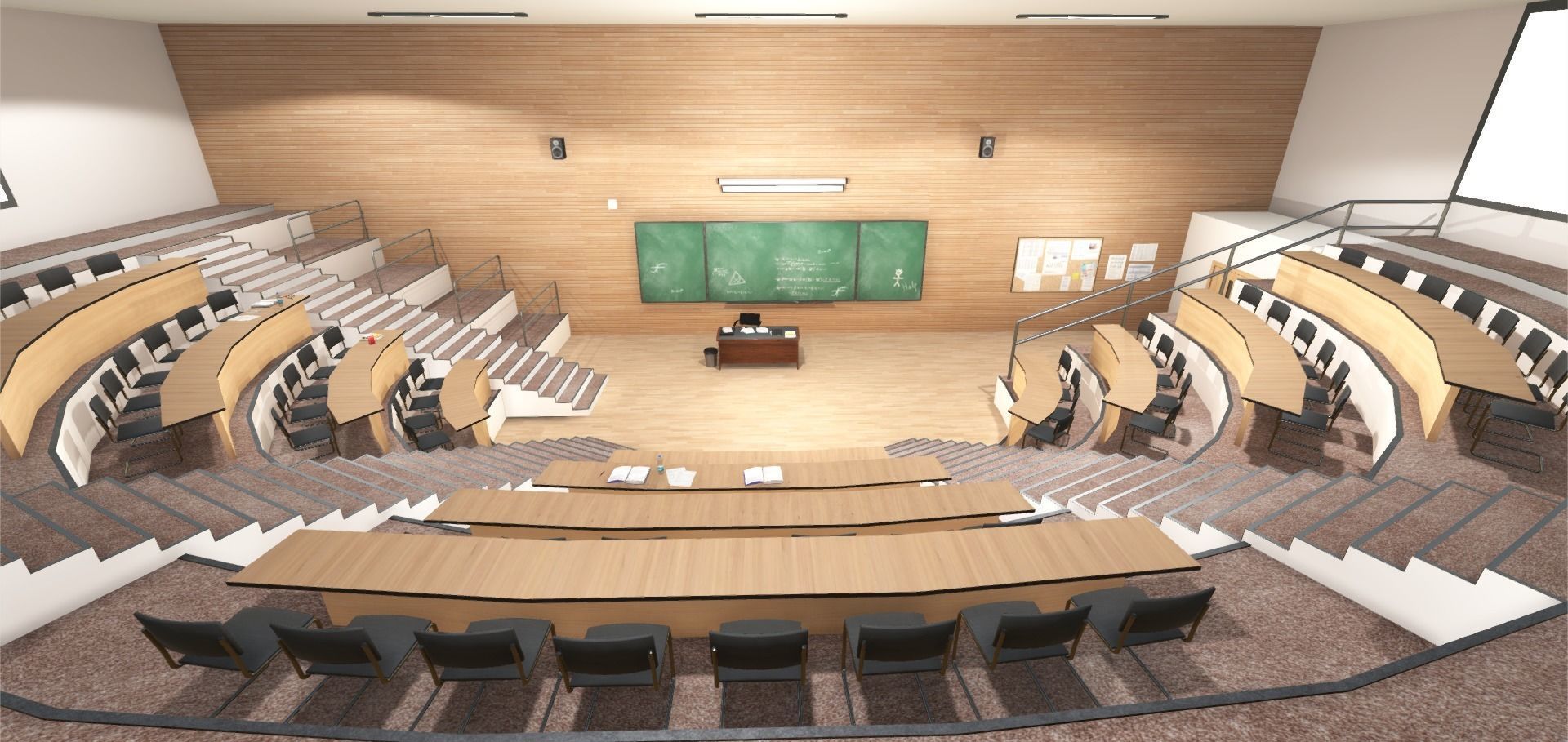 University Classroom Low-poly 3D model_7