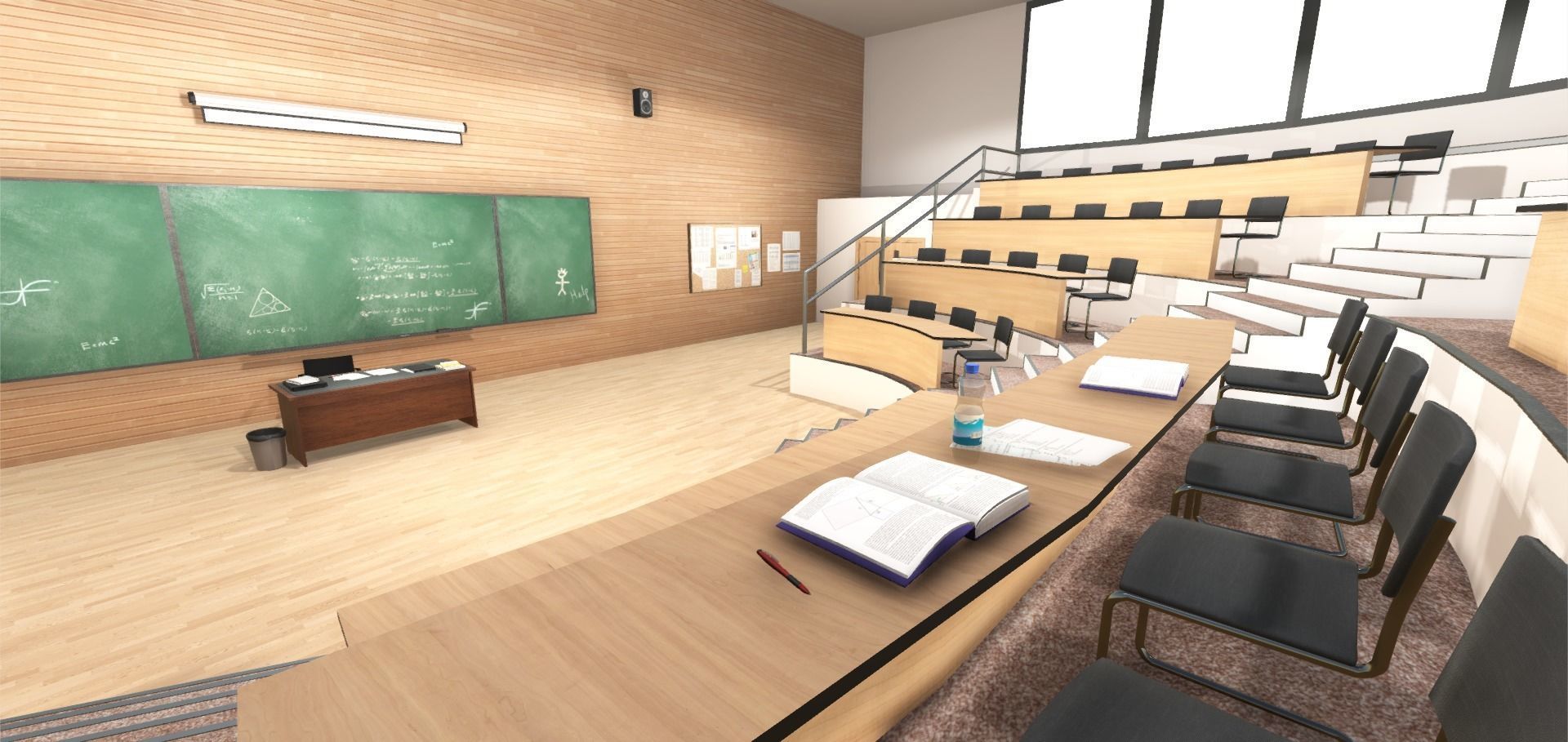 University Classroom Low-poly 3D model_5