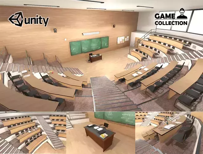 University Classroom Low-poly 3D model