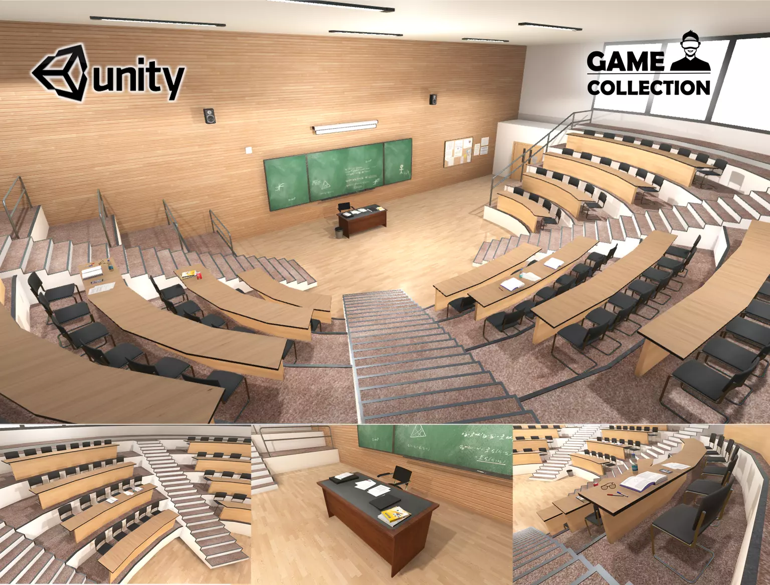 University Classroom Low-poly 3D model_0